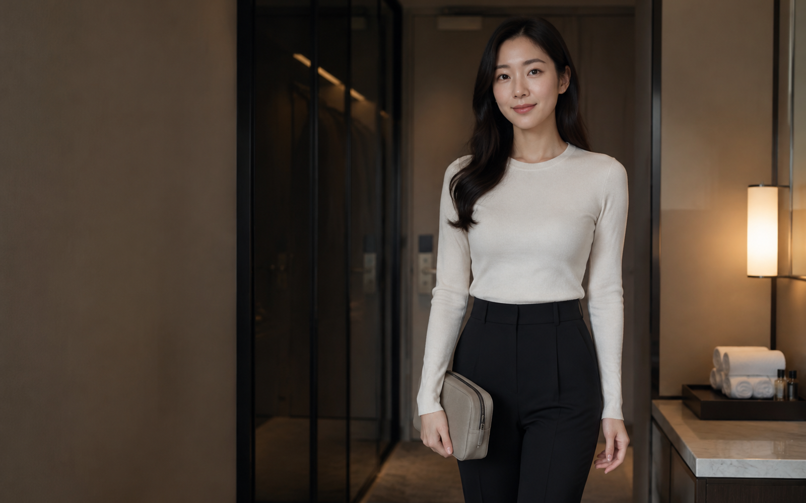 서울 역삼동 방문 홈케어를 안내하는 젊은 성인 한국 여성 관리사